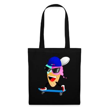 Glace patineuse drôle - Sac en tissu - noir - Devant