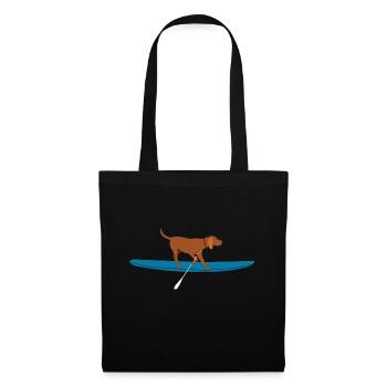 SUP DOG Stand Up Paddling Hund auf Supboard - Stoffbeutel - Schwarz - Vorne