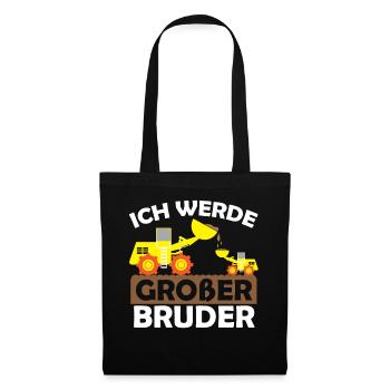 Ich Werde Großer Bruder Bagger - Stoffbeutel - Schwarz - Vorne