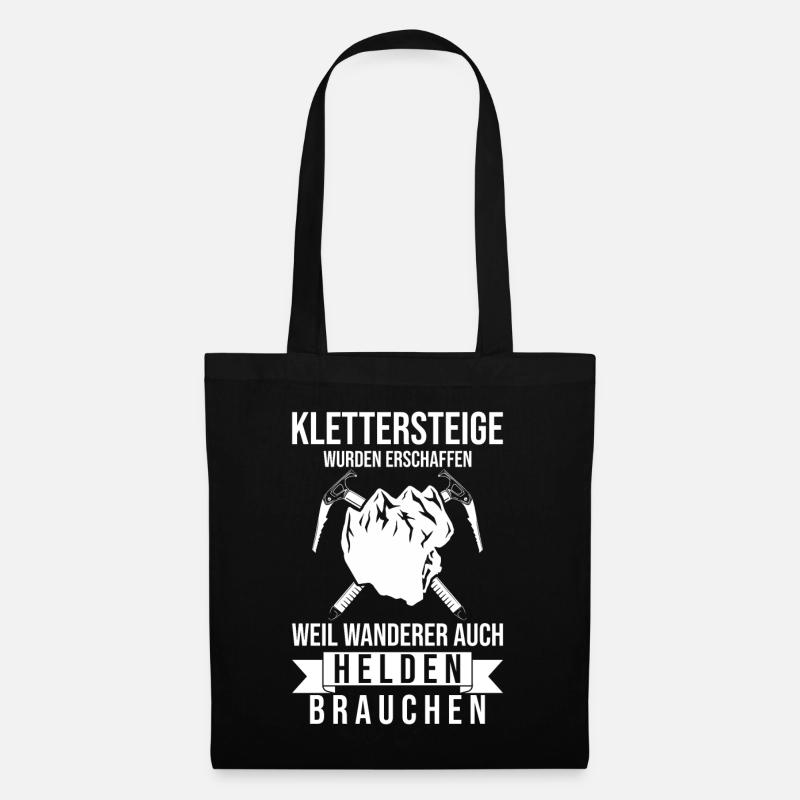 Klettersteig Kletterer Spruch Held Klettern - Stoffbeutel - Schwarz