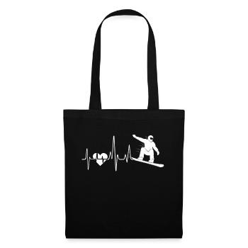 Snowboarding Snowboarding Heartbeat - Tote Bag - black - Front