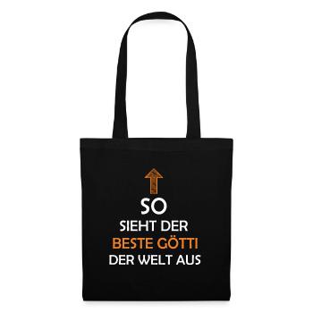 Bester Götti der Welt Firmgötti Taufgötti Geschenk - Stoffbeutel - Schwarz - Vorne