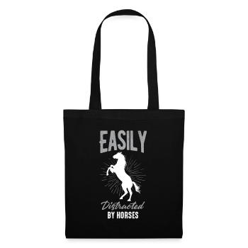 Facilement distrait par les chevaux - Sac en tissu - noir - Devant