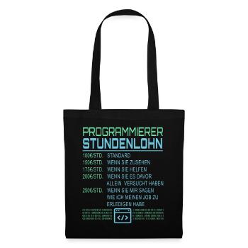 Programmierer Stundenlohn - Stoffbeutel - Schwarz - Vorne