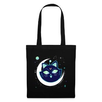 Galaxy Space chat avec lune dans l’espace - Sac en tissu - noir - Devant