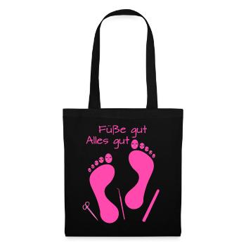 Fußpflege Pediküre Podologe Nagelstudio Geschenk - Stoffbeutel - Schwarz - Vorne