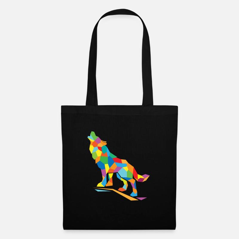 Wolf Polygon - Stoffbeutel - Schwarz