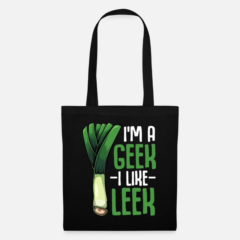 Lauch - I'm A Geek I like Leek Vegan Gemüse Spruch - Stoffbeutel - Schwarz
