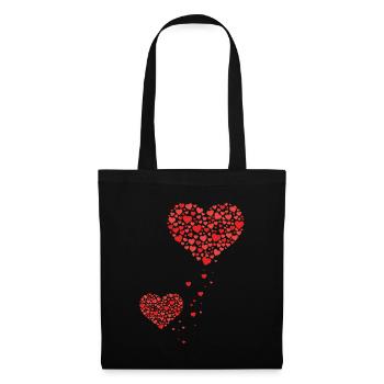 Grossesse coeur bébé enceinte deux coeurs - Sac en tissu - noir - Devant