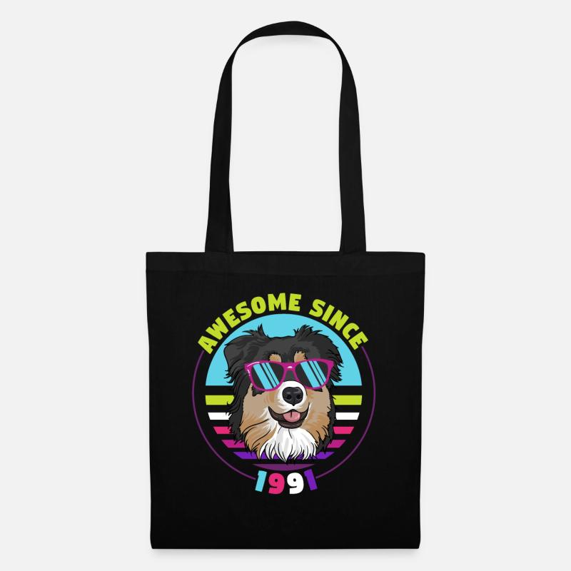 Geburtstag Australian Shepherd Awesome Since 1991 - Stoffbeutel - Schwarz