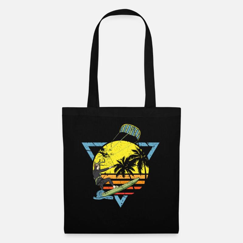 Kiteboarder Surf Kite und Kitesurfing Geschenk - Stoffbeutel - Schwarz