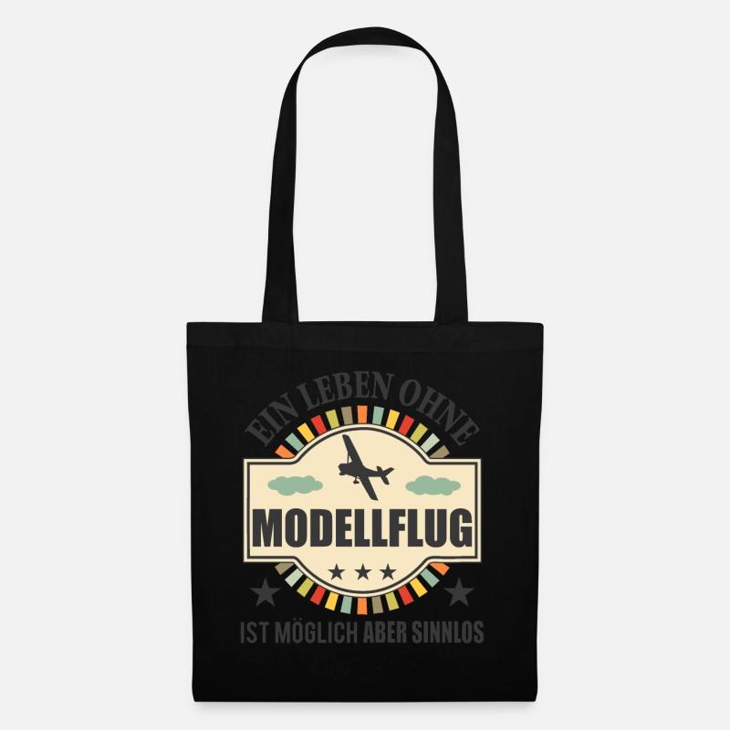 Modellflug Lustiger Spruch Modellbauer Geschenk - Stoffbeutel - Schwarz