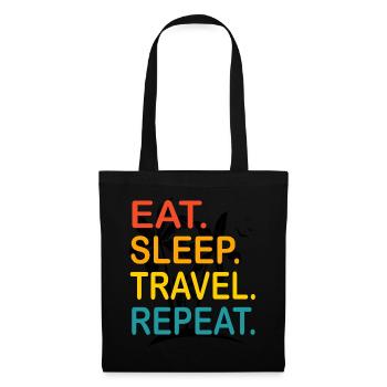 Eat Sleep travel repeat Geschenk für traveler - Stoffbeutel - Schwarz - Vorne