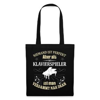 Klavierspieler Piano Klavier Spruch Geschenk - Stoffbeutel - Schwarz - Vorne