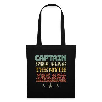 CAPTAIN Gift. CAPTAIN The Man The Myth The Bad - Stoffbeutel - Schwarz - Vorne