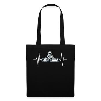 Cadeau de ligne de battement de coeur de course de kart kart kart - Sac en tissu - noir - Devant