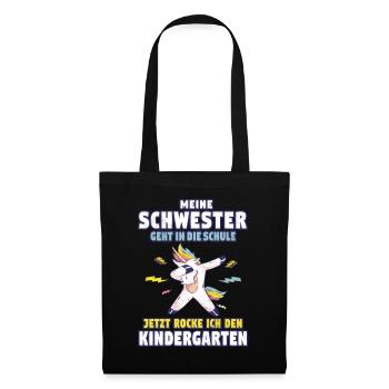 Einschulung Schwester Rockt Kindergarten Schule - Stoffbeutel - Schwarz - Vorne