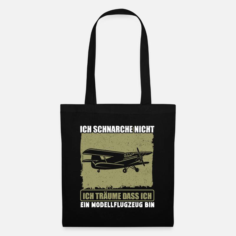 Ich schnarche nicht Modellflugzeug Modellflieger - Stoffbeutel - Schwarz