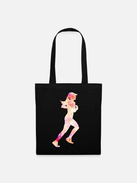 Jogging Laufen Läuferin Geschenk Männer Frauen - Stoffbeutel - Schwarz