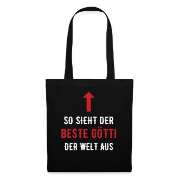 Bester Götti der Welt Firmgötti Taufgötti Geschenk - Stoffbeutel - Schwarz - Vorne