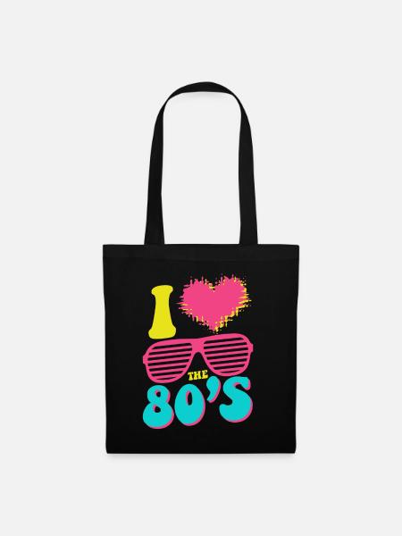 I love the 80's - 80er Jahre Retro - Stoffbeutel - Schwarz