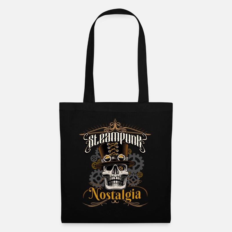Steampunk Nostalgie Gentleman Totenkopf - Stoffbeutel - Schwarz
