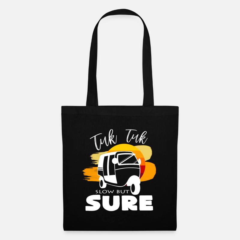 Tuk Tuk Langsam aber stetig Spruch Geschenkidee - Stoffbeutel - Schwarz