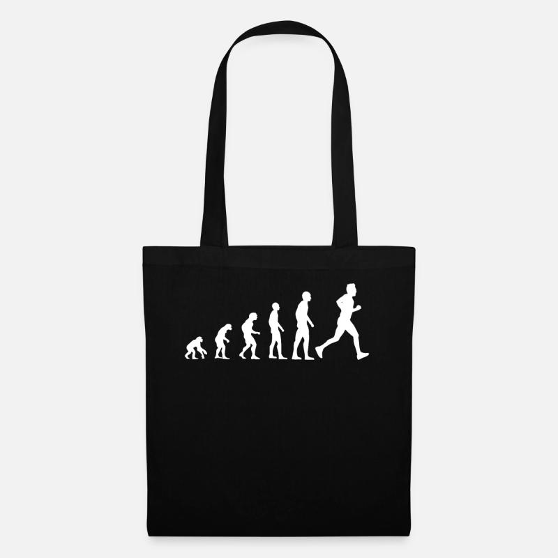 Jogging Laufen Läufer Evolution Lustig Geschenk - Stoffbeutel - Schwarz