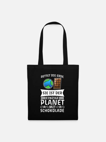 Rettet die Erde einzige Planet mit Schokolade - Stoffbeutel - Schwarz