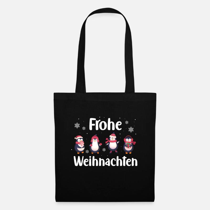 Frohe Weihnachten Pinguine Pinguin - Stoffbeutel - Schwarz