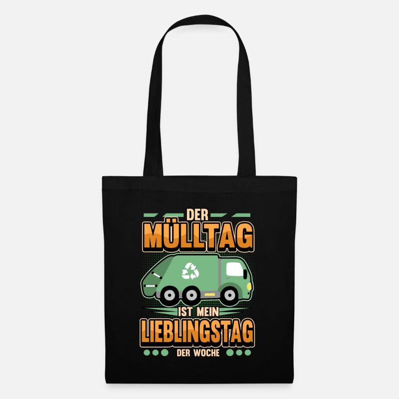 Lustig Müllabfuhr Müllauto Müllmänner Geschenk - Stoffbeutel - Schwarz
