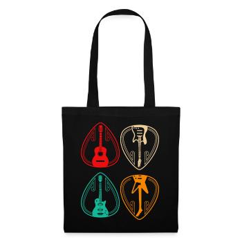 Vintage Guitar Pick Guitarist Gift - Tote Bag - black - Front