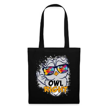 Eulen Uhu Owl Cartoon Right Cooler Uhu Style - Stoffbeutel - Schwarz - Vorne