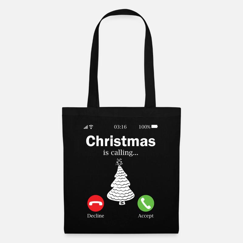 Weihnachten ruft an - Stoffbeutel - Schwarz