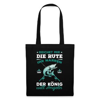 Angler Spruch Angeln Angelkönig Angeltrip Fischer - Stoffbeutel - Schwarz - Vorne