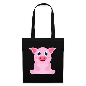 Schwein Comic - Stoffbeutel - Schwarz - Vorne