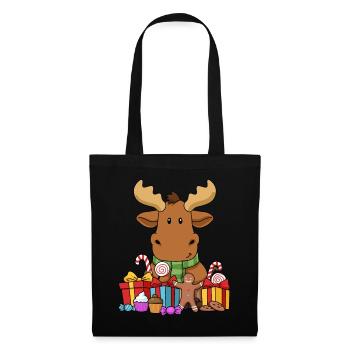 Weihnachtsgeschenke Elch Shirt Weihnachtsbaum Elch - Stoffbeutel - Schwarz - Vorne