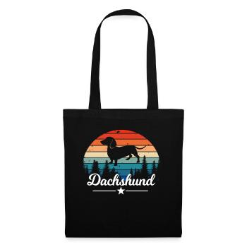 Vintage Dackel Retro Hunde Dackelliebhaber - Stoffbeutel - Schwarz - Vorne
