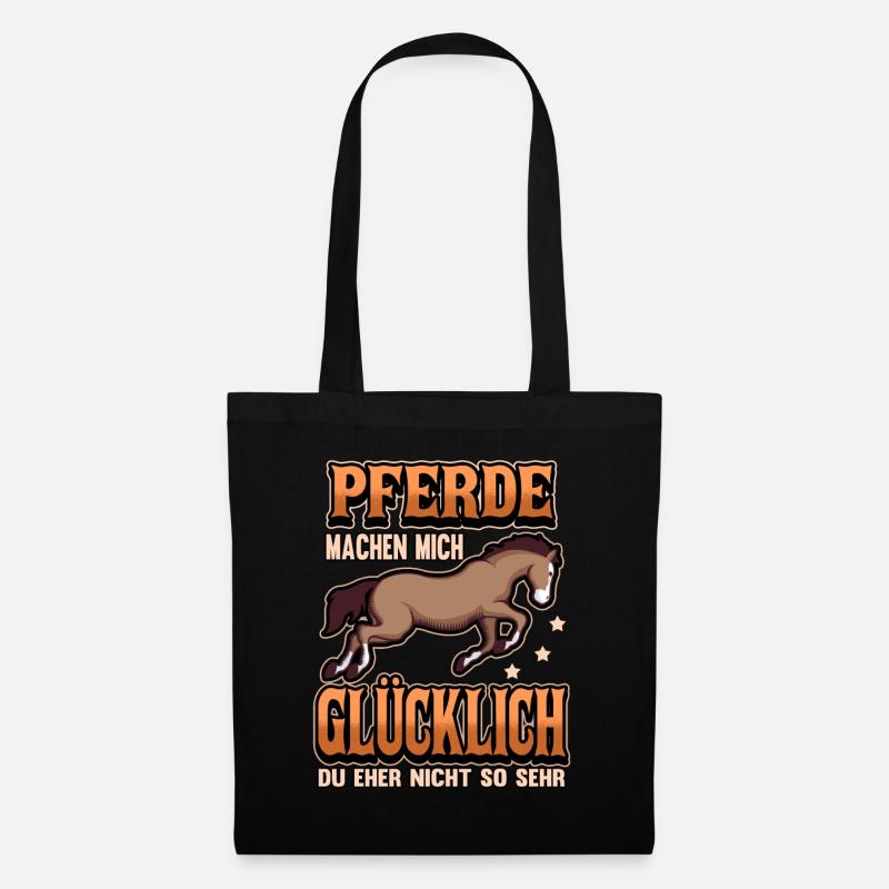 Pferd Lustig Spruch Reiten Reiter Hengst Geschenk - Stoffbeutel - Schwarz