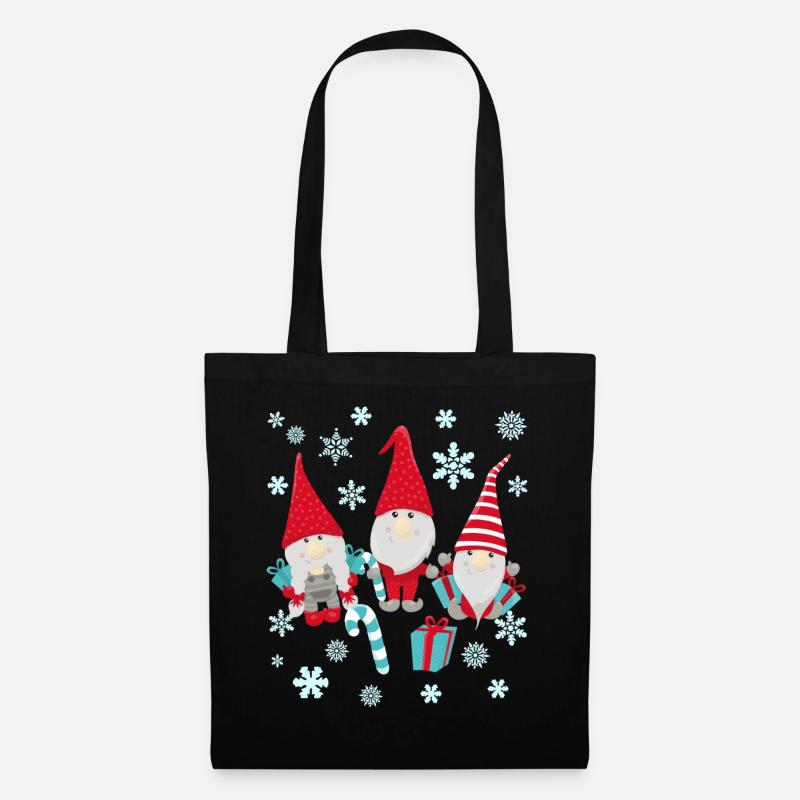 Idée de cadeau de Noël mignon gnomes - Sac en tissu - noir