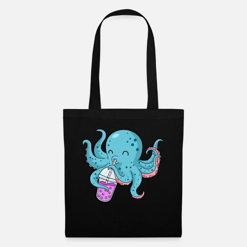 Pieuvre Bubble Tea Cadeau Boba Tea Bubble Tea - Sac en tissu - noir