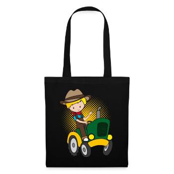 Tractor driver boy farmer farmer kids gift - Tote Bag - black - Front
