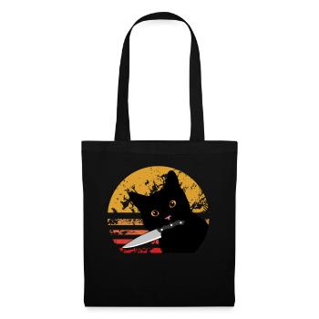 Cat What Funny Black Murderous Cat With Knife - Tote Bag - black - Front