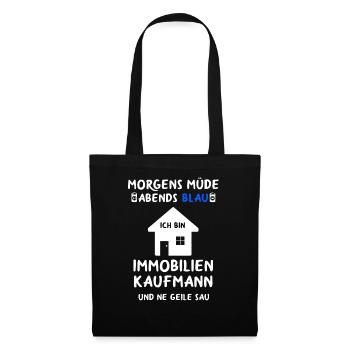 Immobilienkaufmann Immobilien Immobilienmakler - Stoffbeutel - Schwarz - Vorne