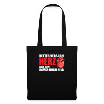 Lustiges Herzinfarkt Genesungsgeschenk - - Stoffbeutel - Schwarz - Vorne