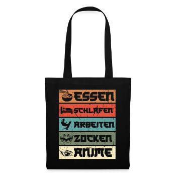 Anime Essen Schlafen - Baka Kawaii Manga - Stoffbeutel - Schwarz - Vorne