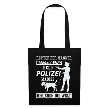 Polizistin Polizei Geschenk Damen Frauen Polizist - Stoffbeutel - Schwarz - Vorne