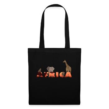 Afrikanische Tiere Afrika Giraffe Elefant Affen - Stoffbeutel - Schwarz - Vorne