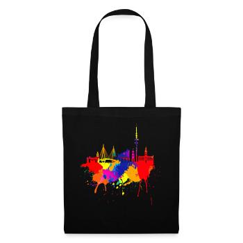 Hamburg Skyline Colorful Colors Painting Art Pearl - Tote Bag - black - Front