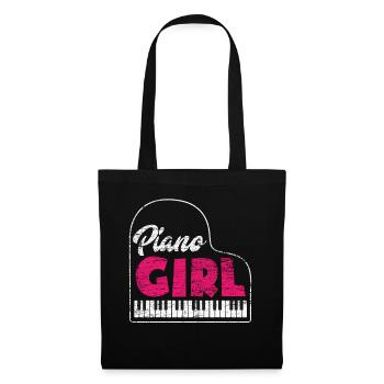 Piano fille - Sac en tissu - noir - Devant